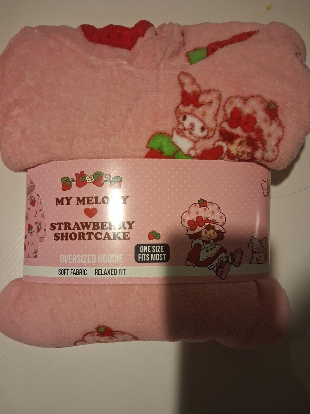 Sanrio My Melody x Strawberry Shortcake Pink Plush Hoodie Blanket
